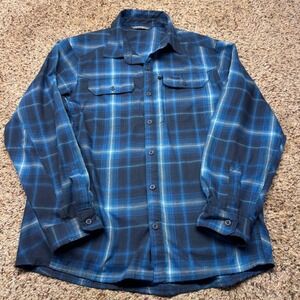 Sitka Gear Mens Plaid Button Down Shirt Blue Long Sleeve Western Yoke Large